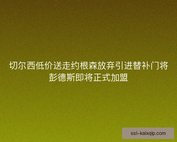 切尔西低价送走约根森放弃引进替补门将彭德斯即将正式加盟